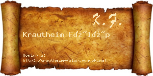 Krautheim Fülöp névjegykártya